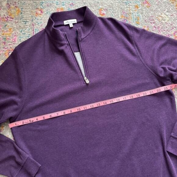 Peter Millar Melange Perth Performance Eggplant Purple 1/4 Zip Pullover Large - Picture 5 of 9